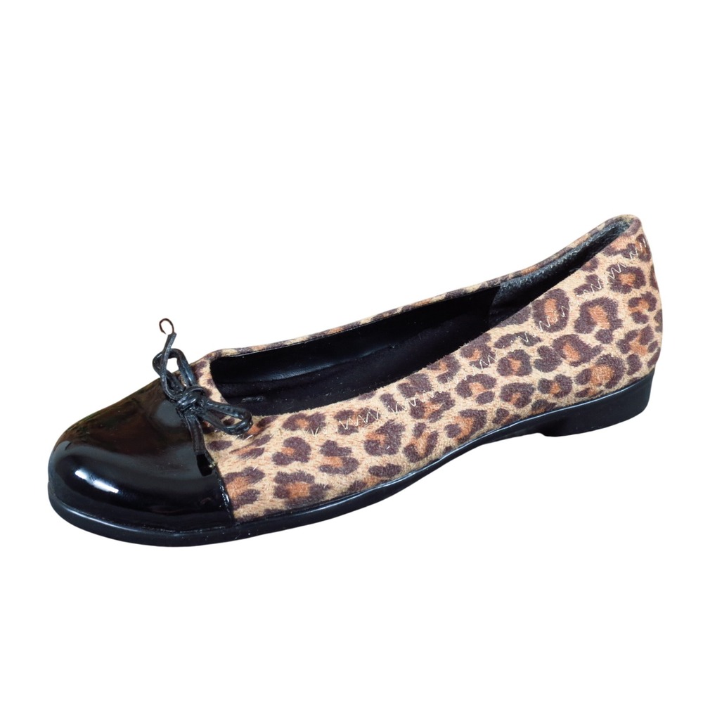 Aerosoles Women Ballet Flat Size 7.5 Casual Dress Leopard Print Patent‎ Cap Toe